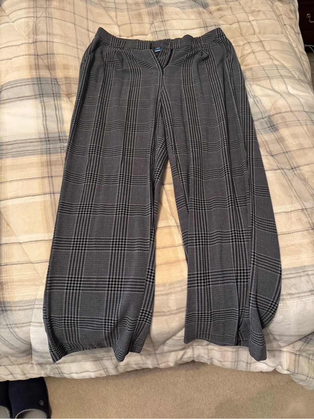 Old Navy Black and Gray Plaid Wide Leg Trousers